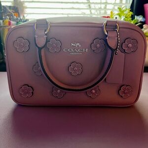 Coach Lilac Satchel Crossbody bag with Floral Appliqué